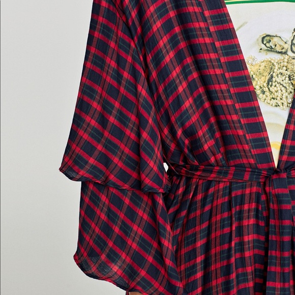 Zara Checked kimono with ruffled sleeves XS/S - Picture 4 of 8